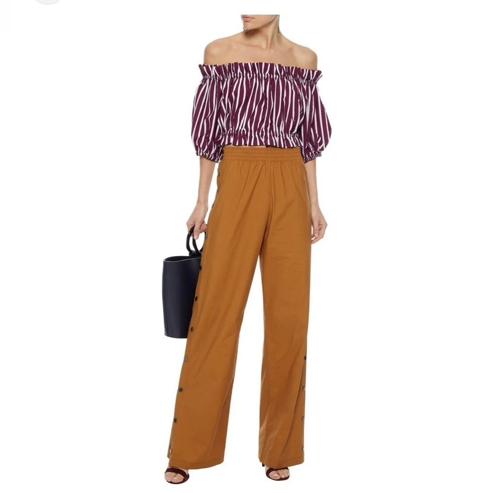 Sandro Striped Ranja Off The Shoulder Crop Top Blouse Size 2 - Picture 9 of 9